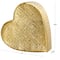 9" Gold Aluminum Slanted Heart Sculpture with Textured Exterior